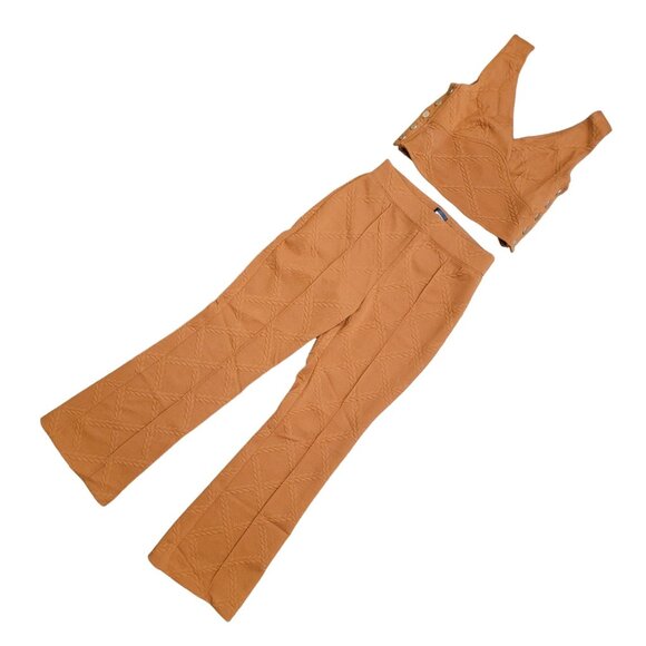 Maeve Flare Pants Cropped Top Set Womens S/M Honey Boho Neutral Chic Versatile - Picture 1 of 14